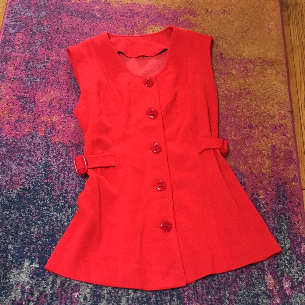 Vintage 70s red button down top